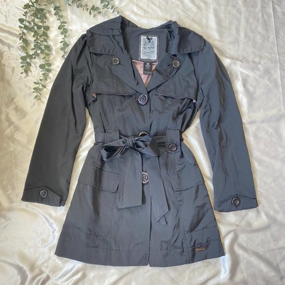 Groggy Jackets & Blazers - Groggy Ladies Black Trench Style Button Up Coat Medium